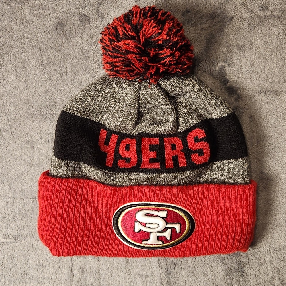 New Era San Francisco 49ers NFL Knit Pom Beanie Hat Red Gray Black One Size